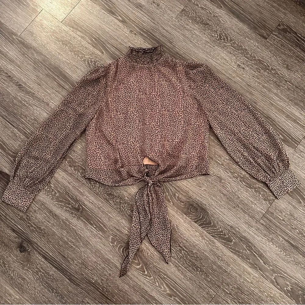 Lucy Paris front tie leopard blouse